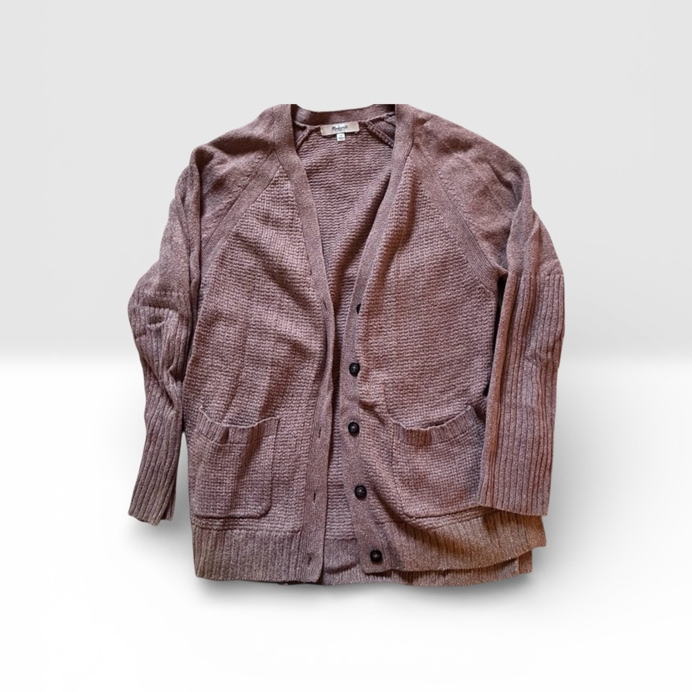 Madewell Cardigan Textured Tan V-Neck Size Medium